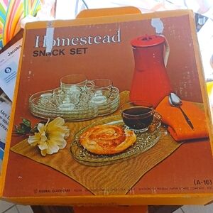 Vintage Federal Glass, "Homestead" also known as "Hospitality" Snack Set.